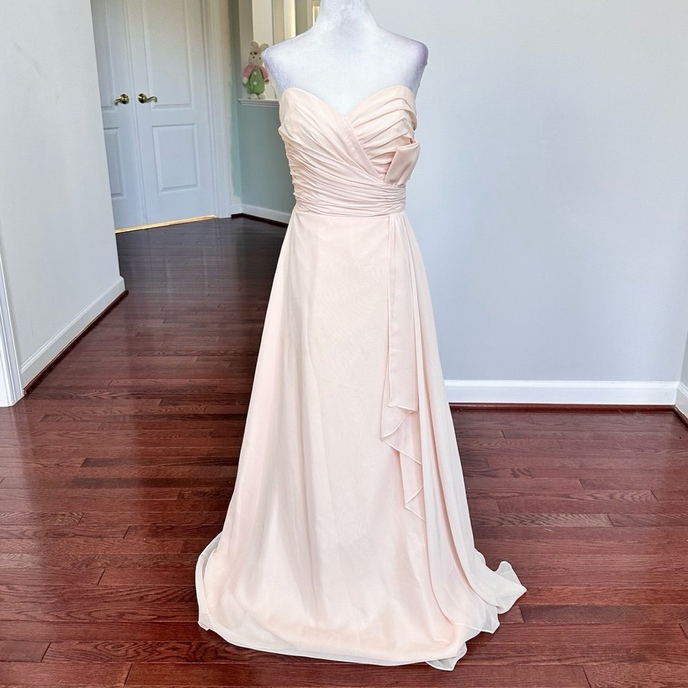 Jordan Strapless Elegant Feminine Baby Peach Wrapped Gown Dress Size 4
